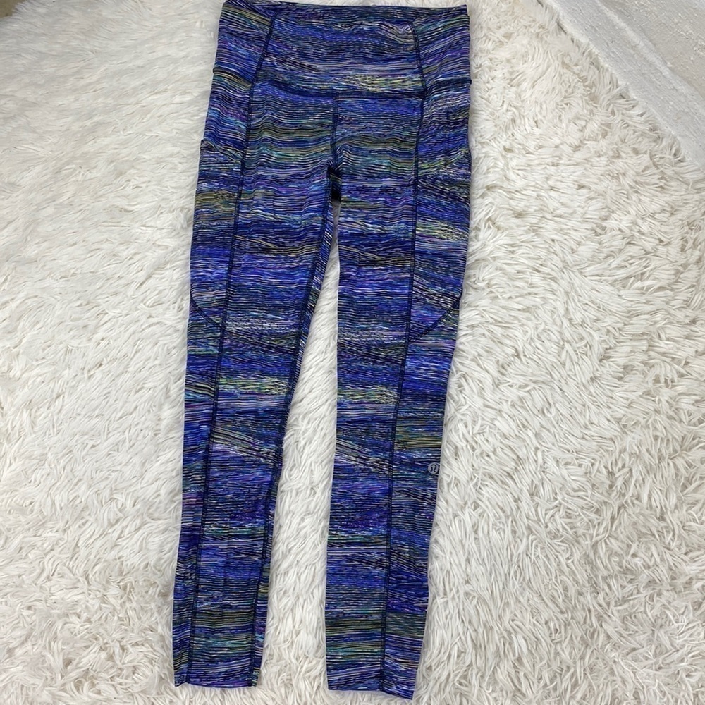 Lululemon Fast and Free Tight 25" *Non-Reflective Nulux Interconnect Blue Multi